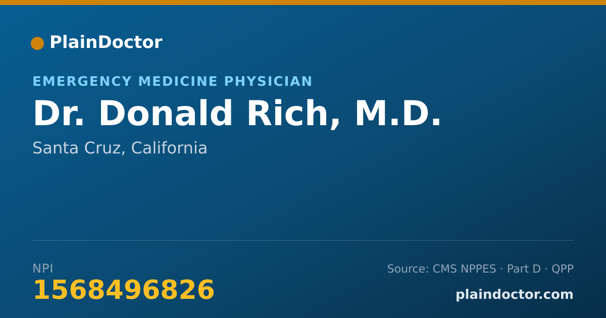 Shareable card for Donald Rich, M.D. - Emergency Medicine Physician, Santa Cruz, CA