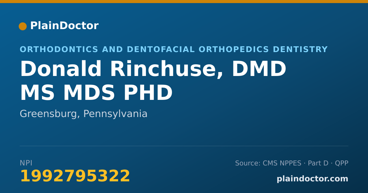 Shareable card for Donald Rinchuse, DMD MS MDS PHD - Orthodontics and Dentofacial Orthopedics Dentistry, Greensburg, PA