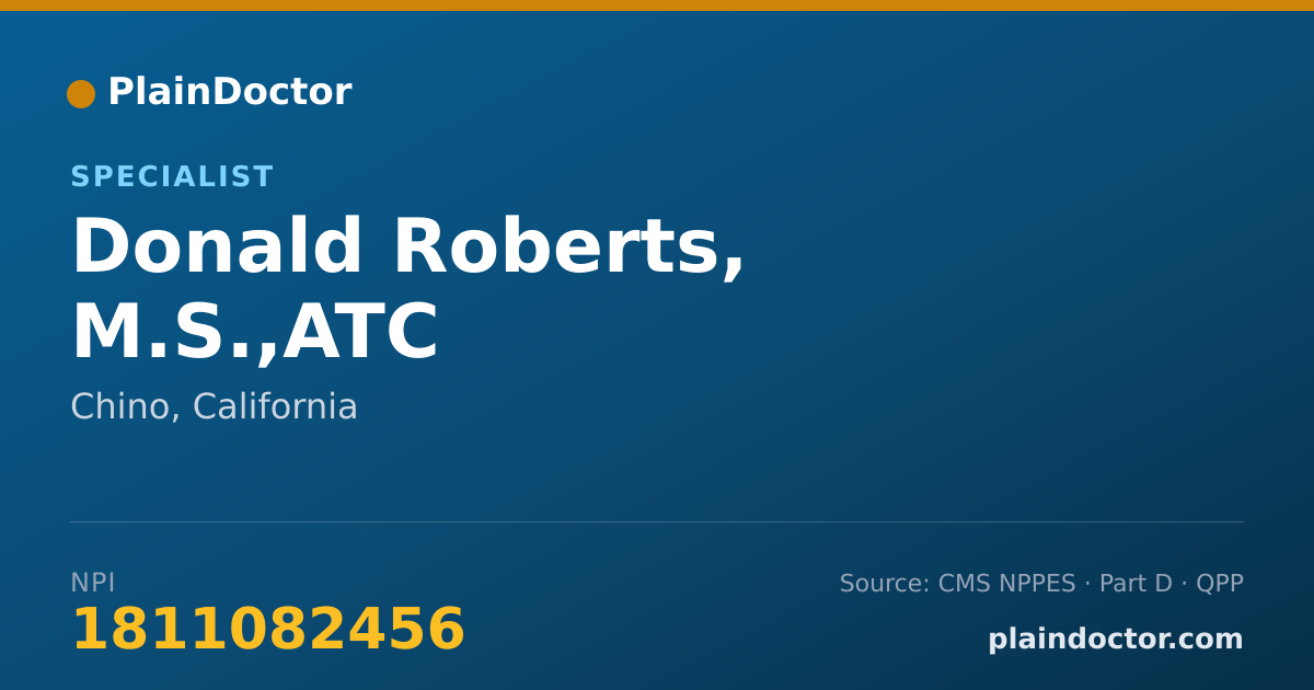 Shareable card for Donald Roberts, M.S.,ATC - Specialist, Chino, CA