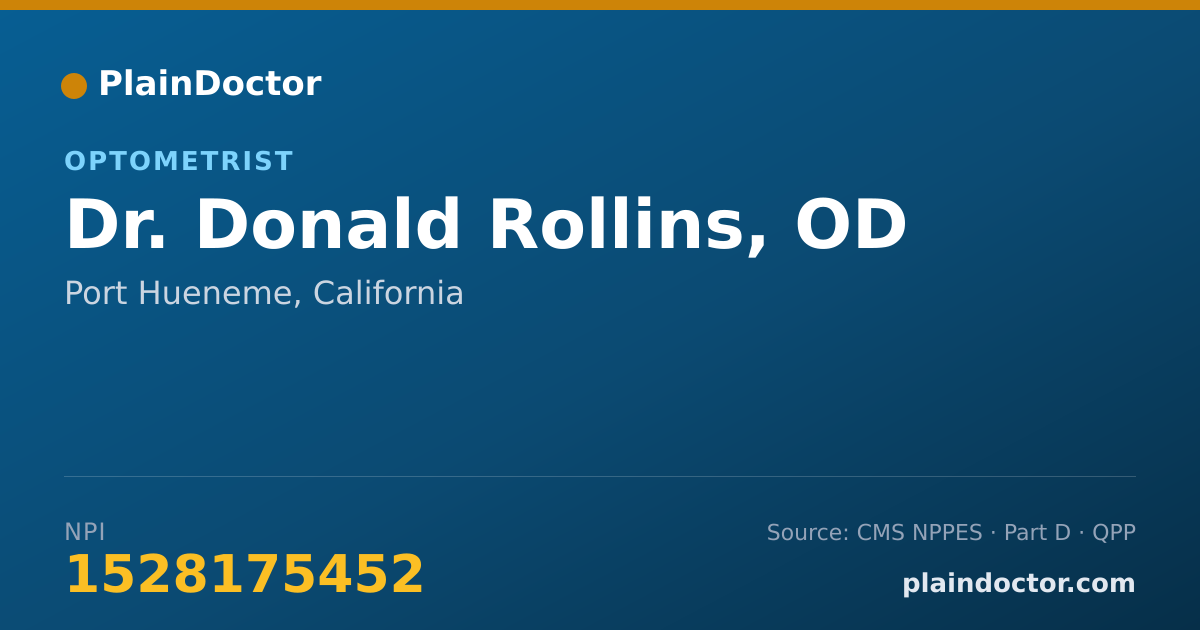 Shareable card for Donald Rollins, OD - Optometrist, Port Hueneme, CA