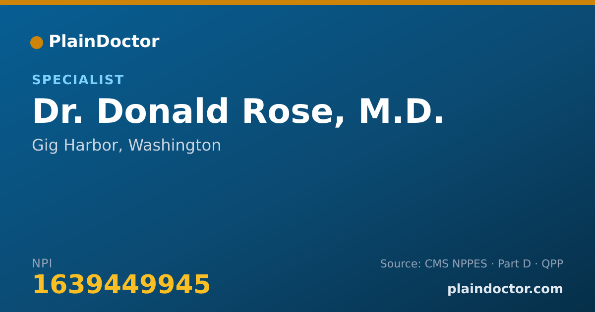 Shareable card for Donald Rose, M.D. - Specialist, Gig Harbor, WA