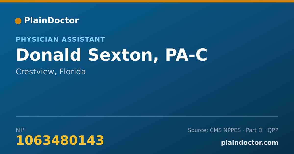 Shareable card for Donald Sexton, PA-C - Physician Assistant, Crestview, FL