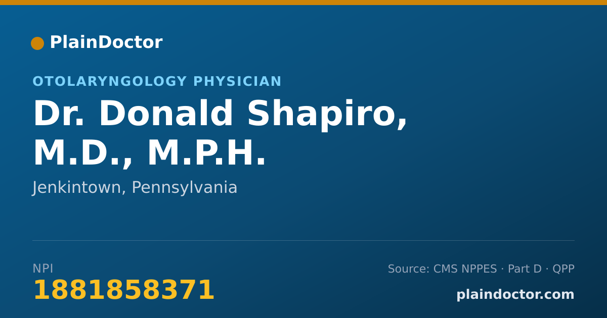Shareable card for Donald Shapiro, M.D., M.P.H. - Otolaryngology Physician, Jenkintown, PA