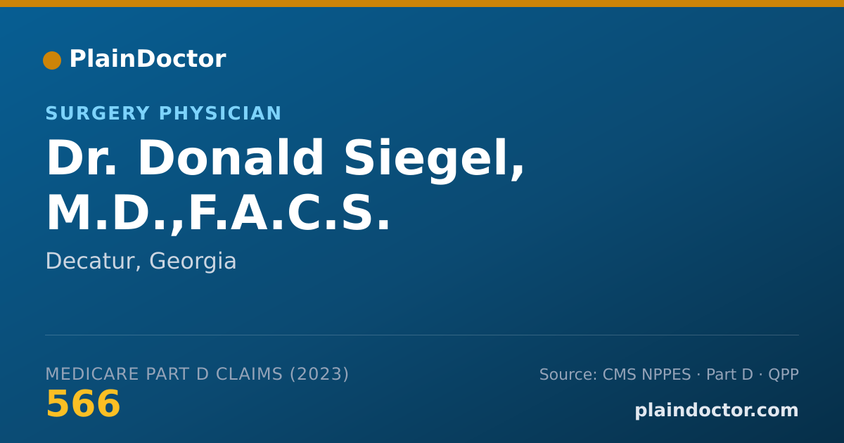 Shareable card for Donald Siegel, M.D.,F.A.C.S. - Surgery Physician, Decatur, GA
