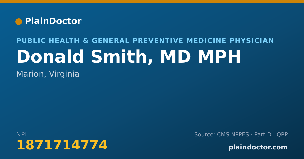 Shareable card for Donald Smith, MD MPH - Public Health & General Preventive Medicine Physician, Marion, VA