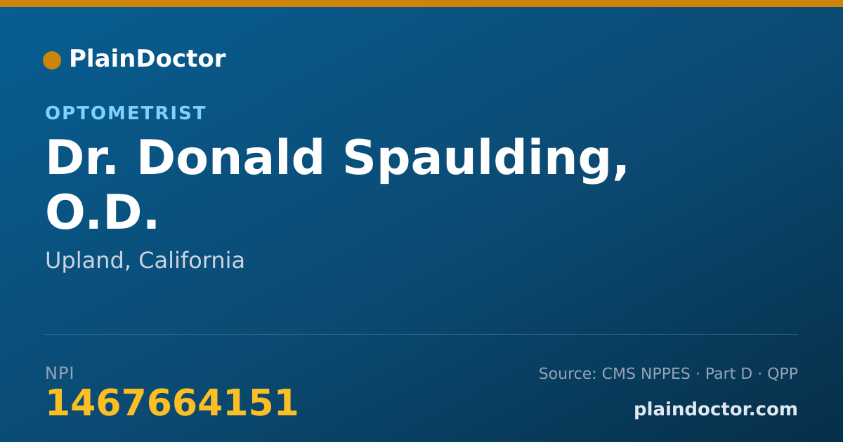 Shareable card for Donald Spaulding, O.D. - Optometrist, Upland, CA
