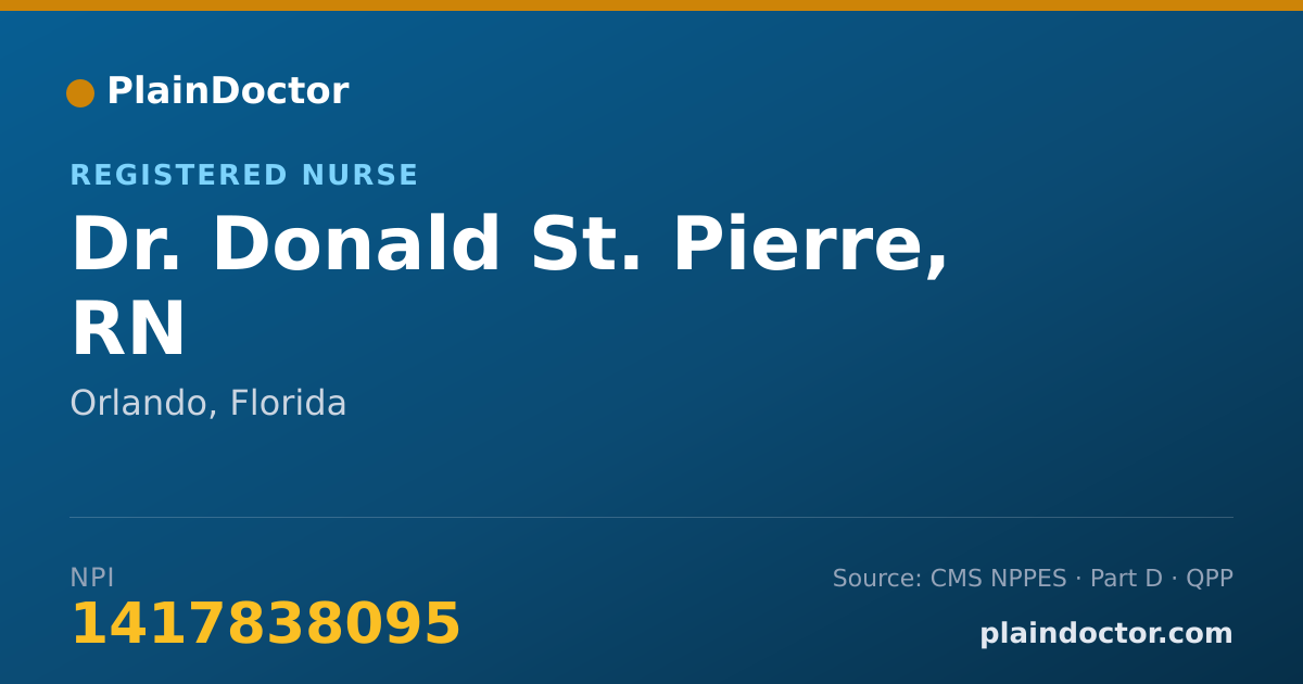 Shareable card for Donald St. Pierre, RN - Registered Nurse, Orlando, FL