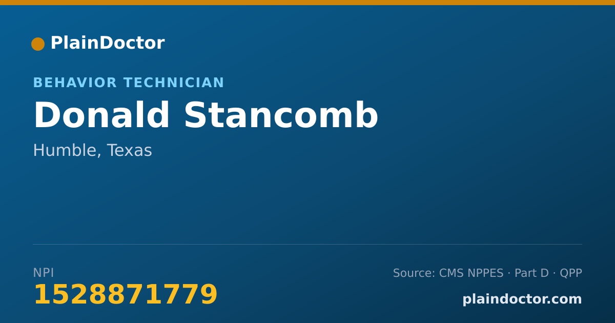 Shareable card for Donald Stancomb - Behavior Technician, Humble, TX
