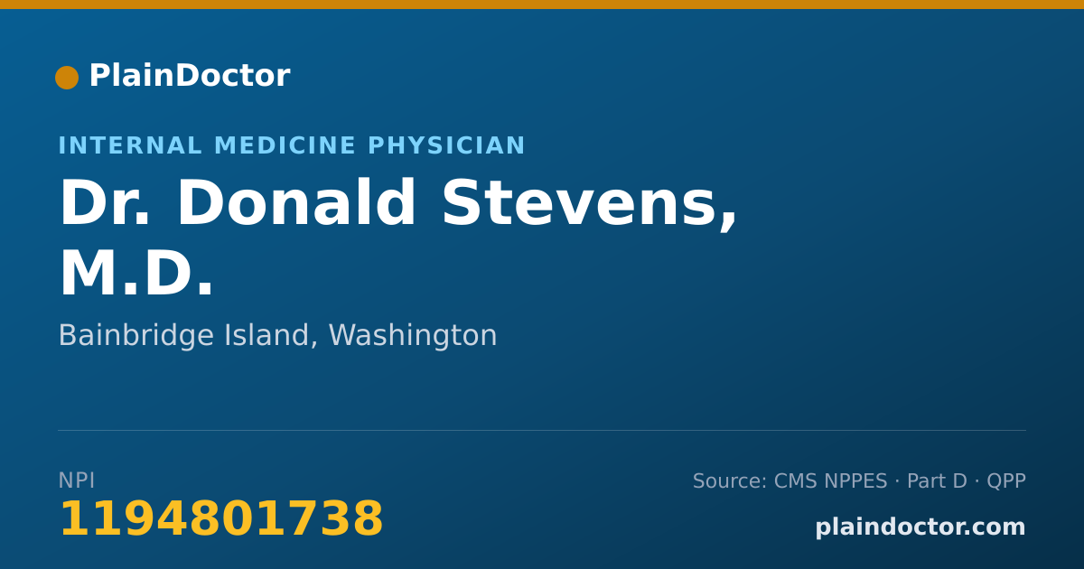 Shareable card for Donald Stevens, M.D. - Internal Medicine Physician, Bainbridge Island, WA