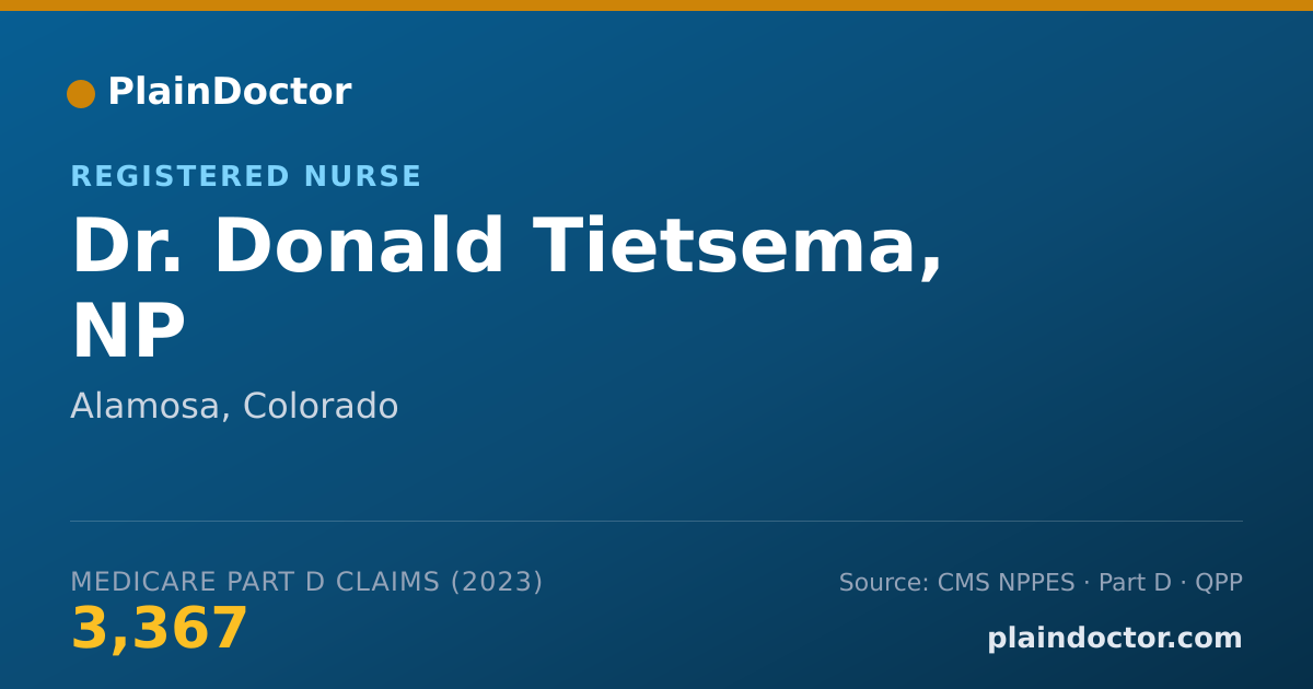 Shareable card for Donald Tietsema, NP - Registered Nurse, Alamosa, CO