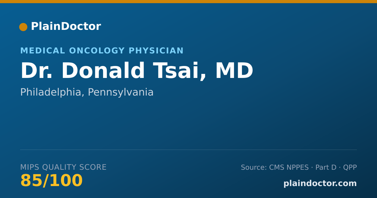 Shareable card for Donald Tsai, MD - Medical Oncology Physician, Philadelphia, PA