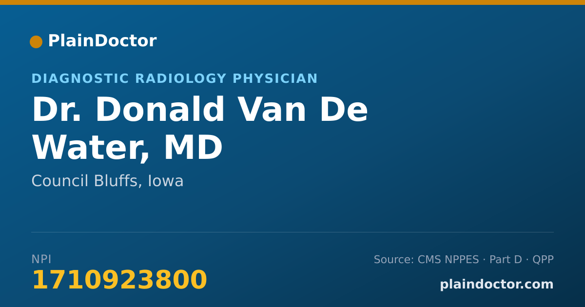 Shareable card for Donald Van De Water, MD - Diagnostic Radiology Physician, Council Bluffs, IA