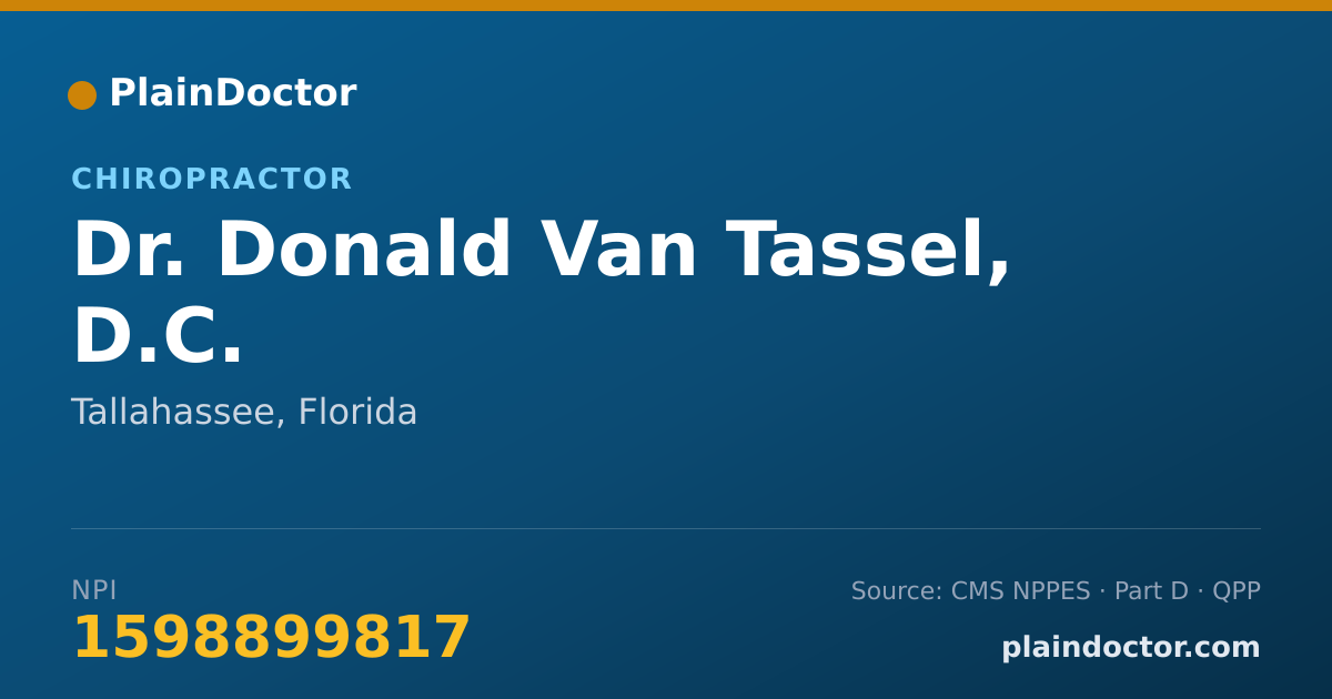 Shareable card for Donald Van Tassel, D.C. - Chiropractor, Tallahassee, FL