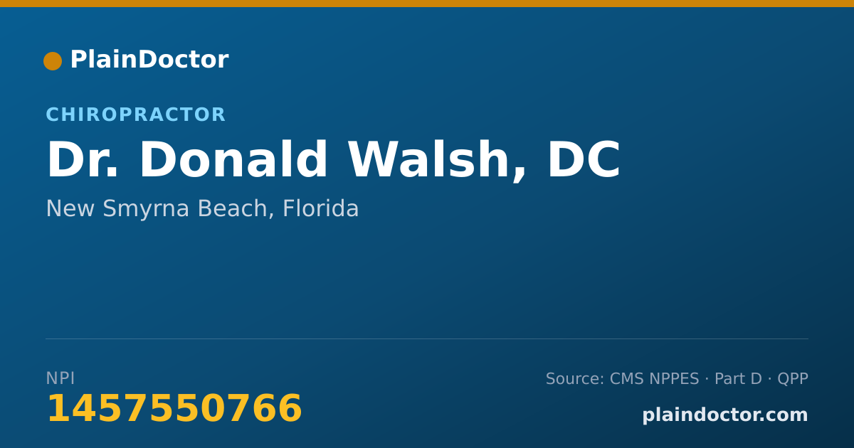 Shareable card for Donald Walsh, DC - Chiropractor, New Smyrna Beach, FL