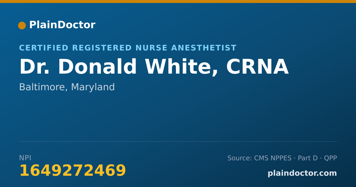 Shareable card for Donald White, CRNA - Certified Registered Nurse Anesthetist, Baltimore, MD