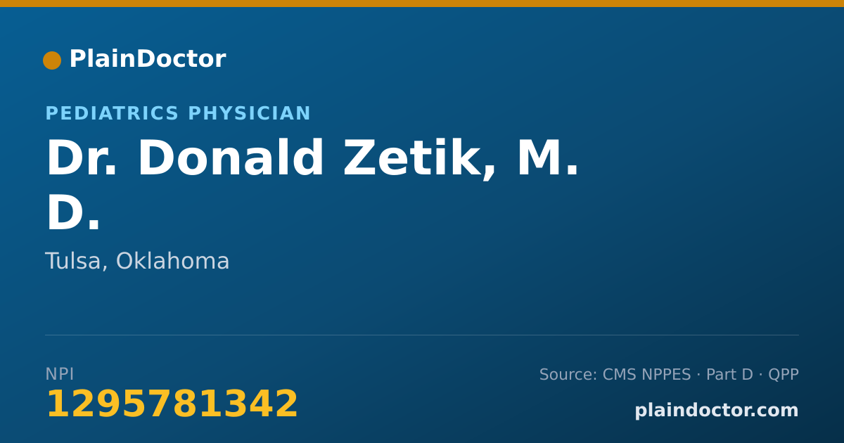 Shareable card for Donald Zetik, M. D. - Pediatrics Physician, Tulsa, OK