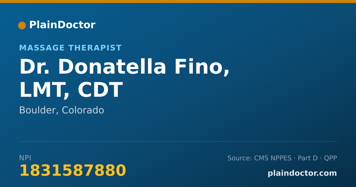 Shareable card for Donatella Fino, LMT, CDT - Massage Therapist, Boulder, CO