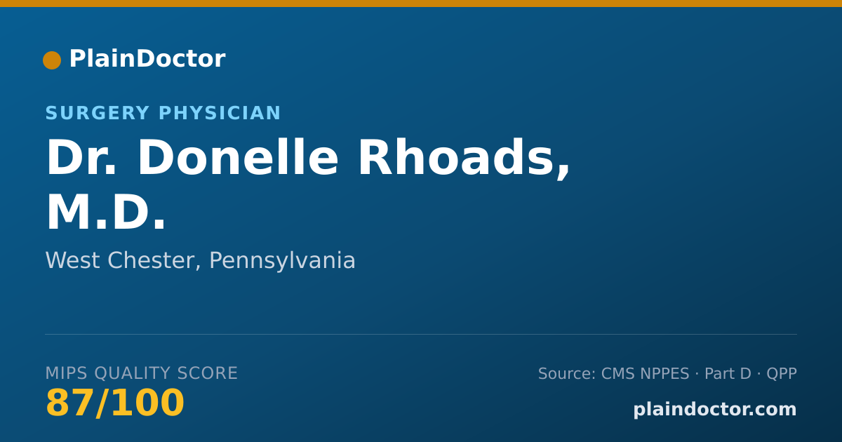 Shareable card for Donelle Rhoads, M.D. - Surgery Physician, West Chester, PA