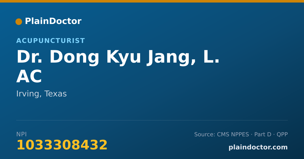 Shareable card for Dong Kyu Jang, L. AC - Acupuncturist, Irving, TX