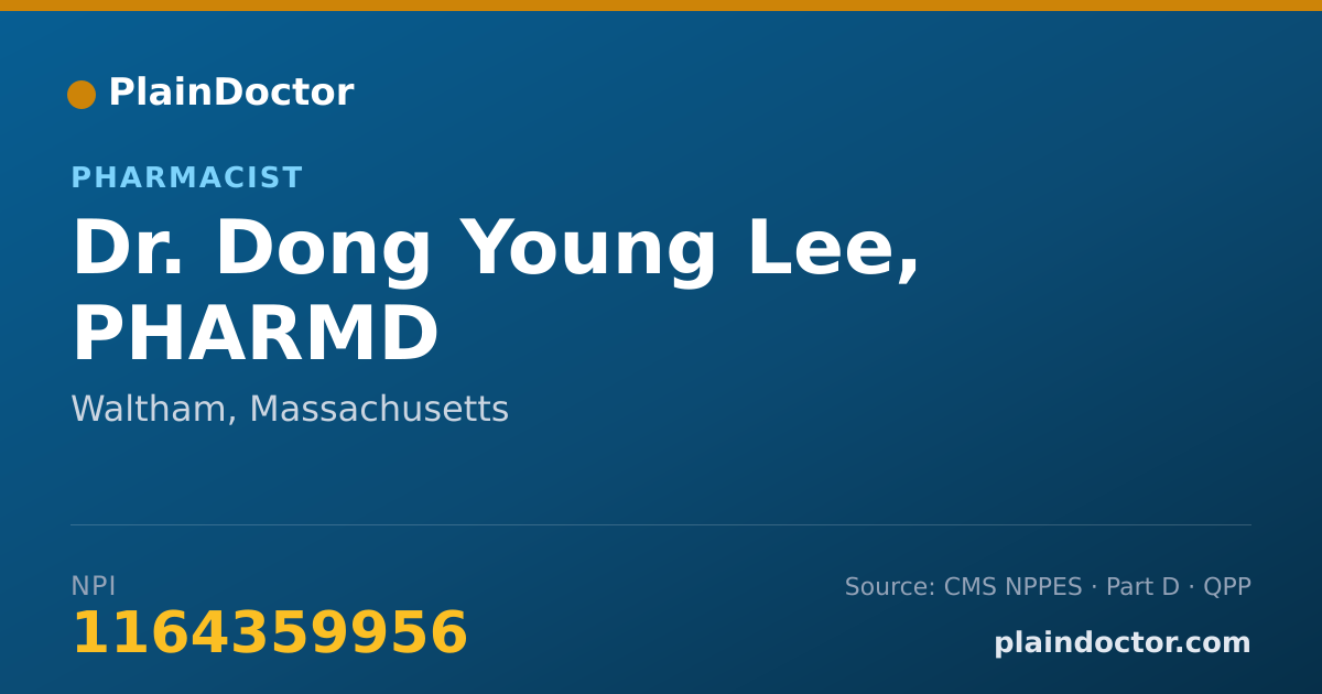 Shareable card for Dong Young Lee, PHARMD - Pharmacist, Waltham, MA