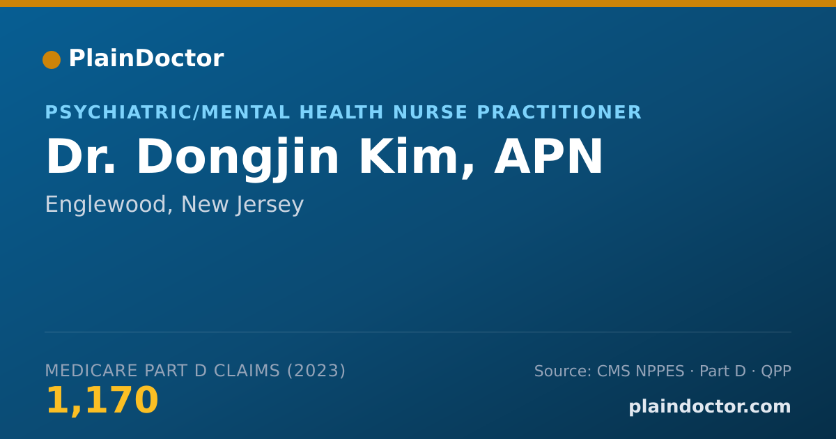 Shareable card for Dongjin Kim, APN - Psychiatric/Mental Health Nurse Practitioner, Englewood, NJ