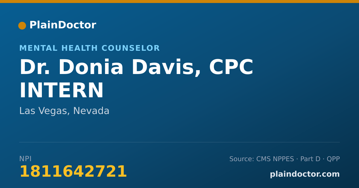 Shareable card for Donia Davis, CPC INTERN - Mental Health Counselor, Las Vegas, NV