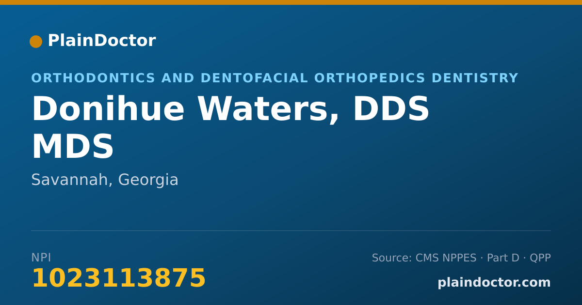 Shareable card for Donihue Waters, DDS MDS - Orthodontics and Dentofacial Orthopedics Dentistry, Savannah, GA