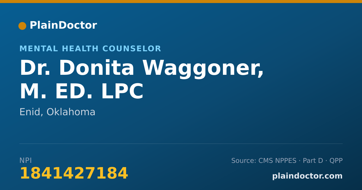 Shareable card for Donita Waggoner, M. ED. LPC - Mental Health Counselor, Enid, OK