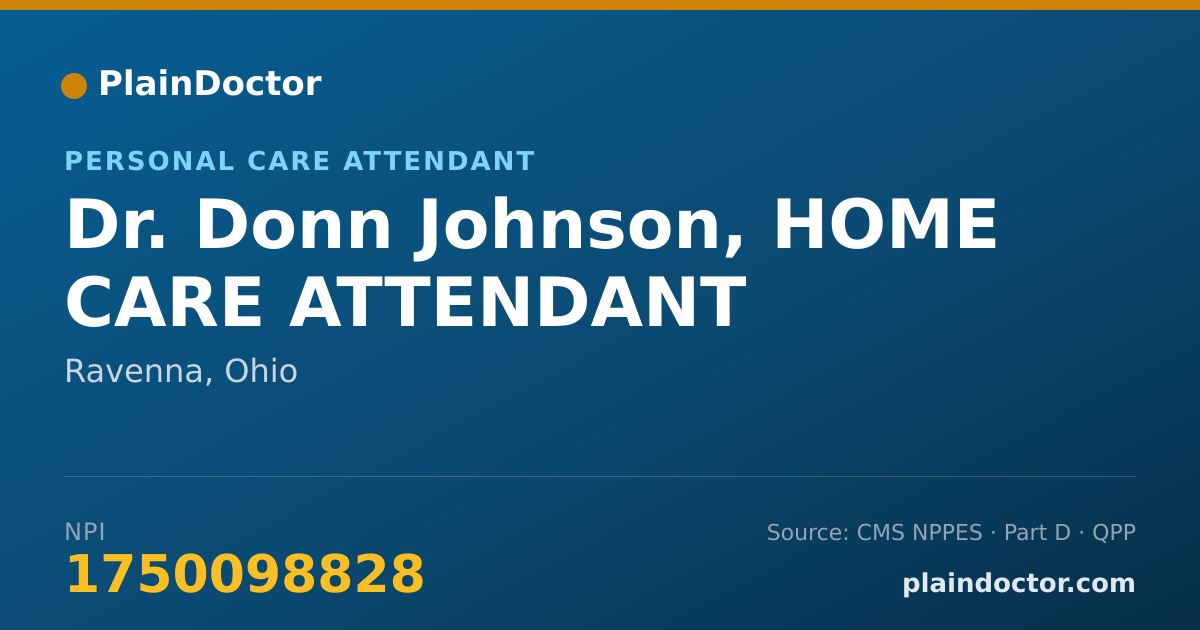 Shareable card for Donn Johnson, HOME CARE ATTENDANT - Personal Care Attendant, Ravenna, OH