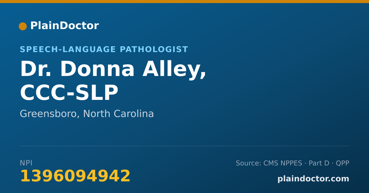 Shareable card for Donna Alley, CCC-SLP - Speech-Language Pathologist, Greensboro, NC