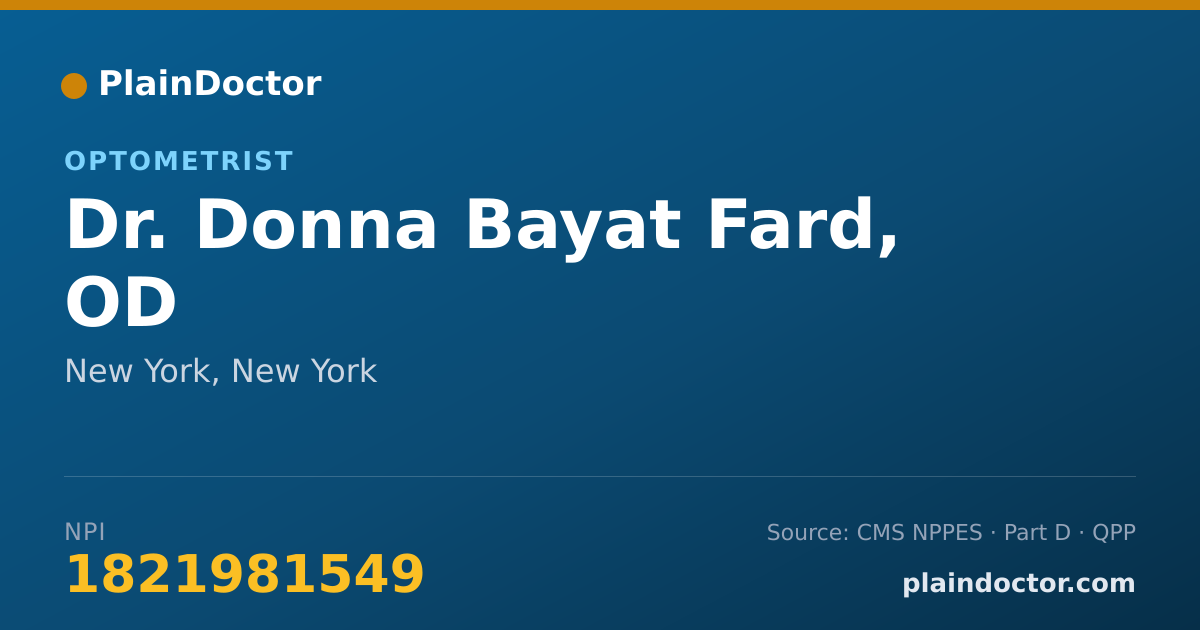 Shareable card for Donna Bayat Fard, OD - Optometrist, New York, NY