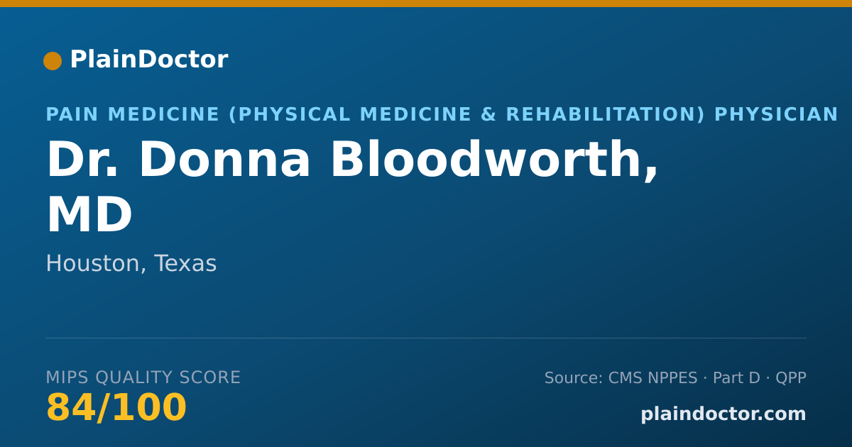 Shareable card for Donna Bloodworth, MD - Pain Medicine (Physical Medicine & Rehabilitation) Physician, Houston, TX