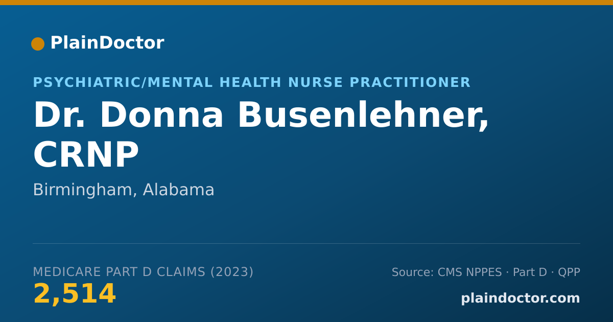Shareable card for Donna Busenlehner, CRNP - Psychiatric/Mental Health Nurse Practitioner, Birmingham, AL