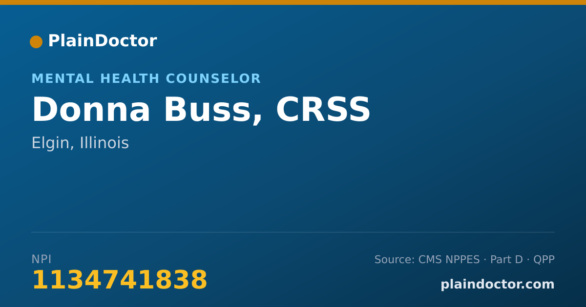 Shareable card for Donna Buss, CRSS - Mental Health Counselor, Elgin, IL