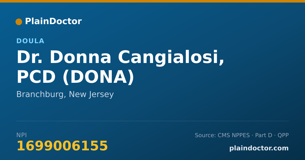 Shareable card for Donna Cangialosi, PCD (DONA) - Doula, Branchburg, NJ