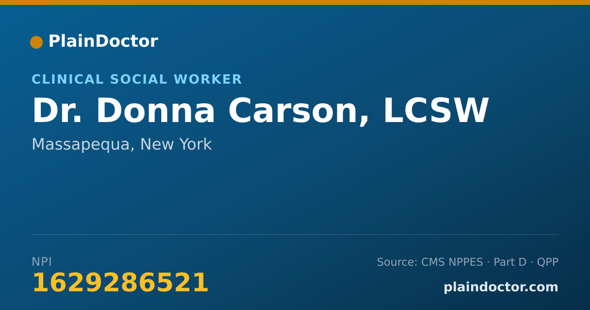 Shareable card for Donna Carson, LCSW - Clinical Social Worker, Massapequa, NY