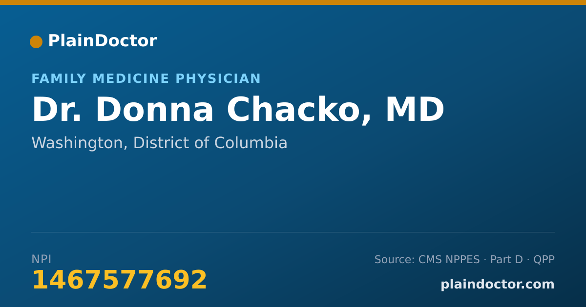 Shareable card for Donna Chacko, MD - Family Medicine Physician, Washington, DC