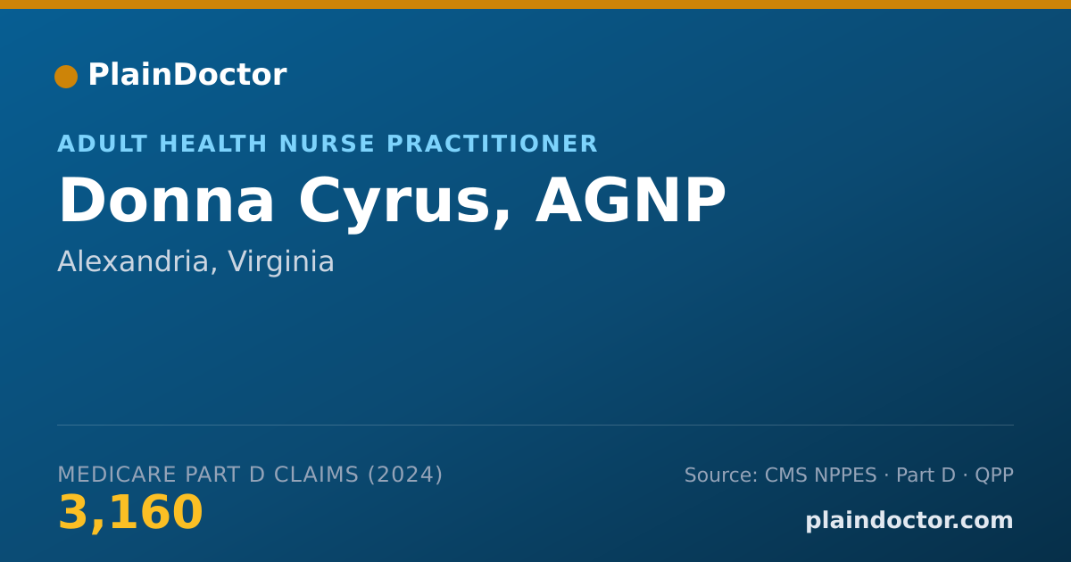 Shareable card for Donna Cyrus, AGNP - Adult Health Nurse Practitioner, Alexandria, VA
