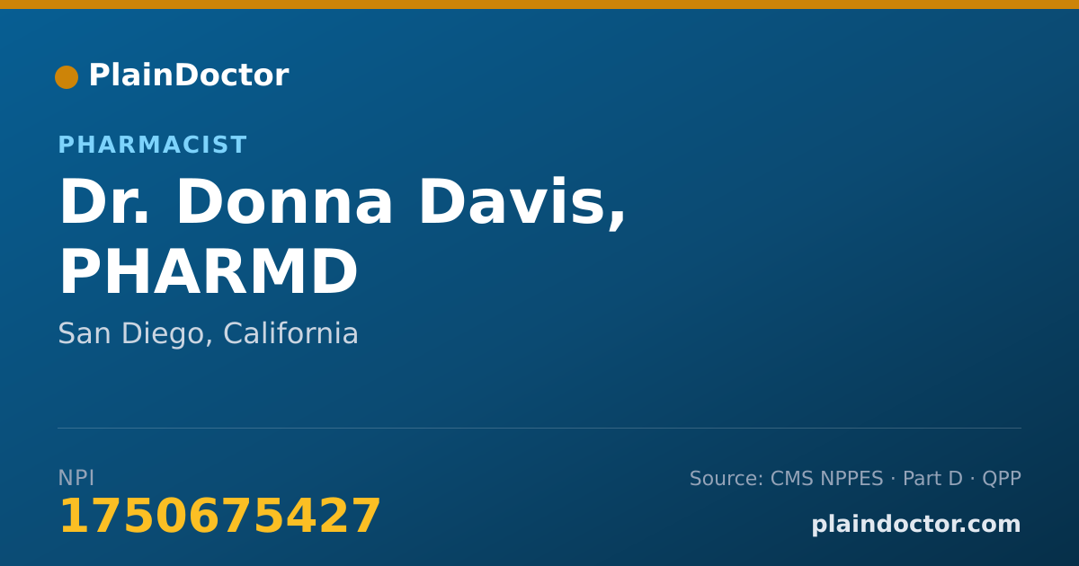 Shareable card for Donna Davis, PHARMD - Pharmacist, San Diego, CA