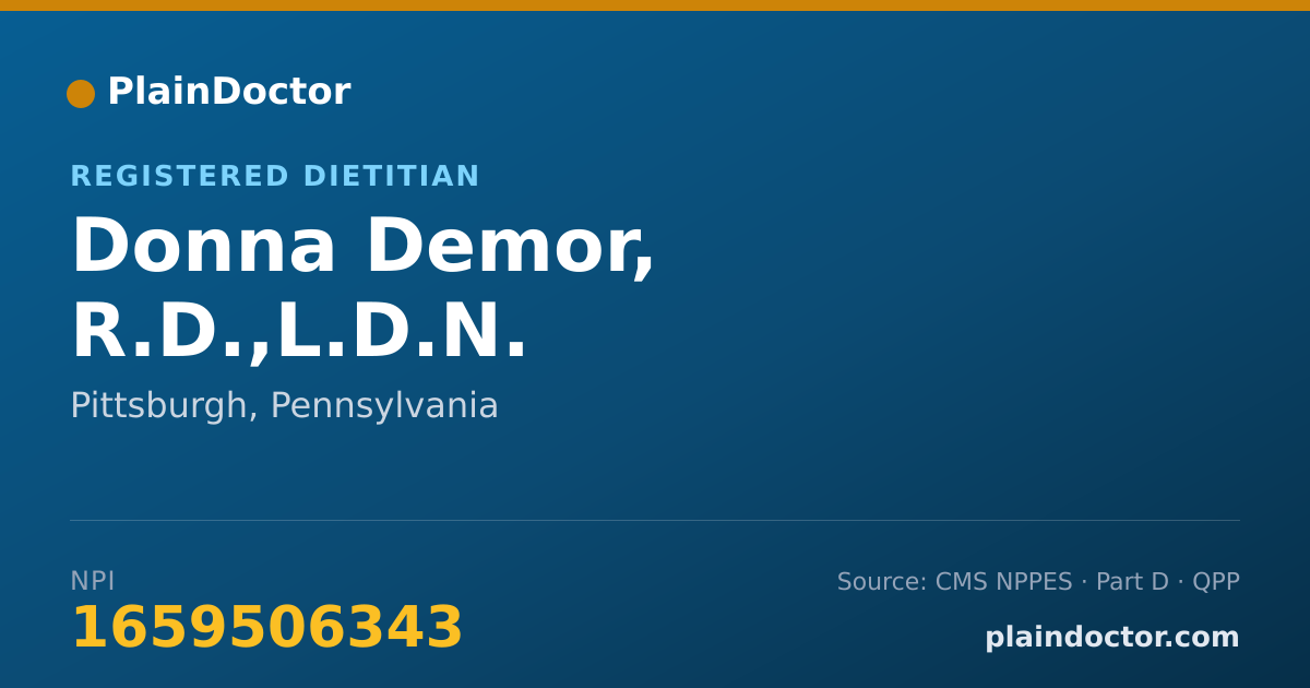 Shareable card for Donna Demor, R.D.,L.D.N. - Registered Dietitian, Pittsburgh, PA