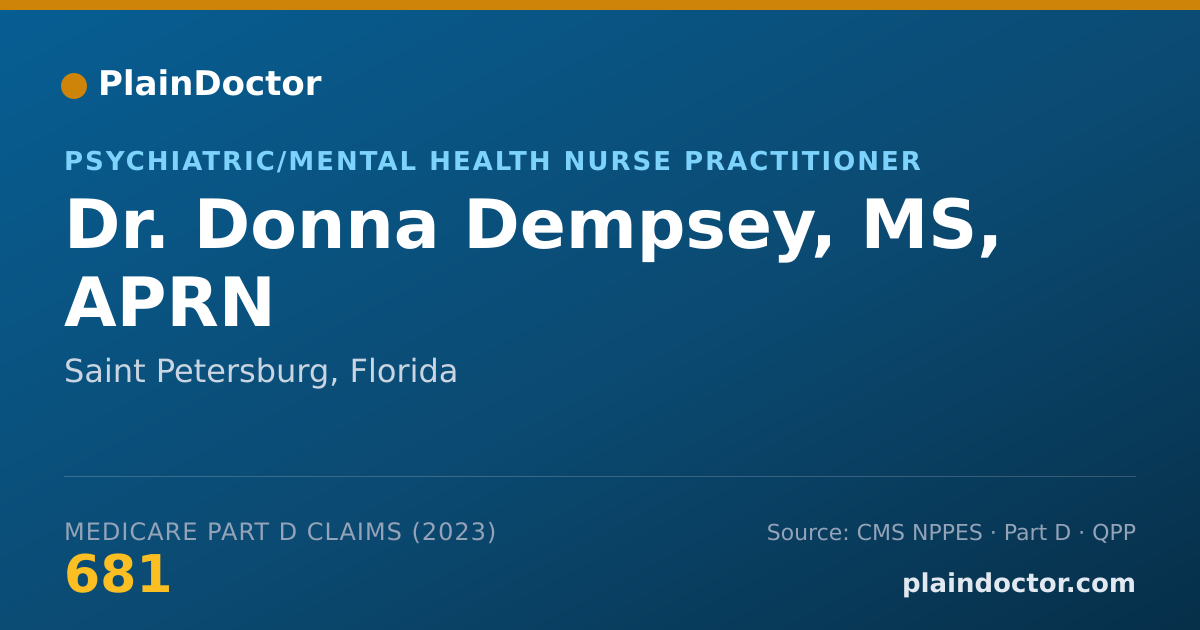 Shareable card for Donna Dempsey, MS, APRN - Psychiatric/Mental Health Nurse Practitioner, Saint Petersburg, FL