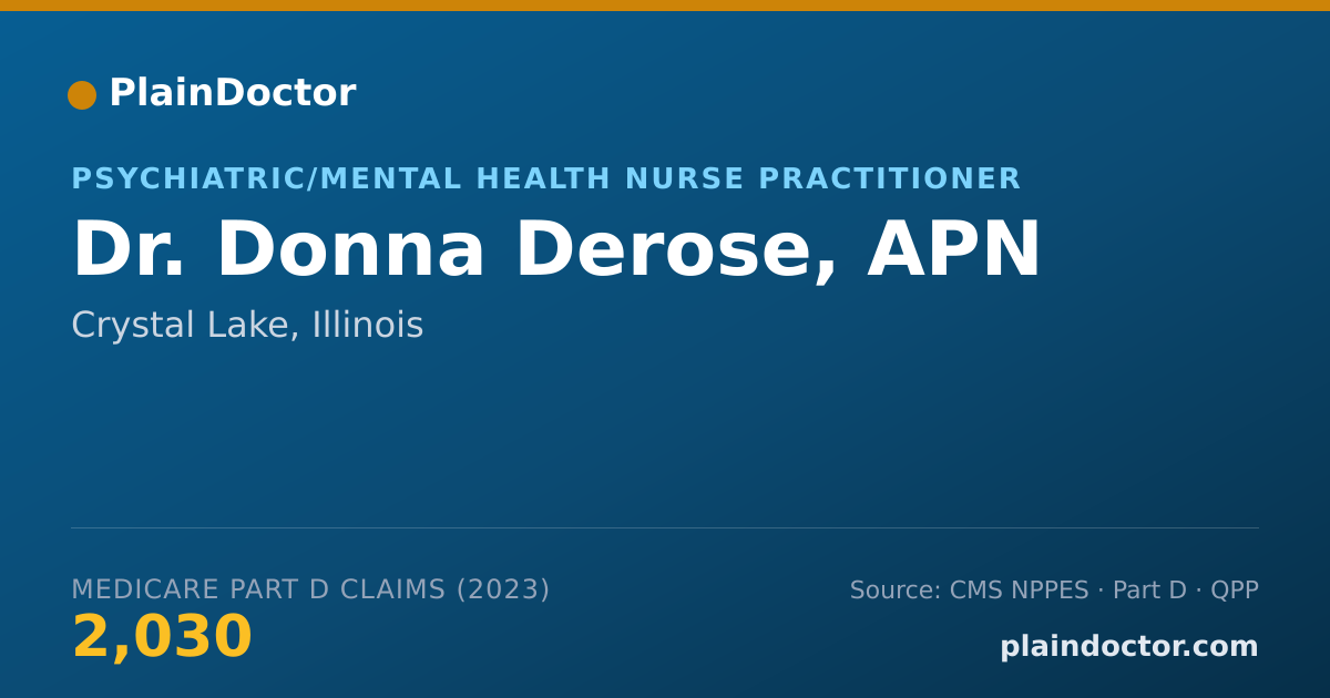 Shareable card for Donna Derose, APN - Psychiatric/Mental Health Nurse Practitioner, Crystal Lake, IL