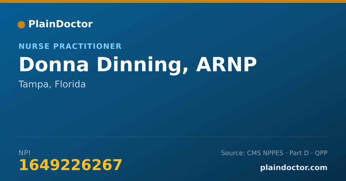 Shareable card for Donna Dinning, ARNP - Nurse Practitioner, Tampa, FL