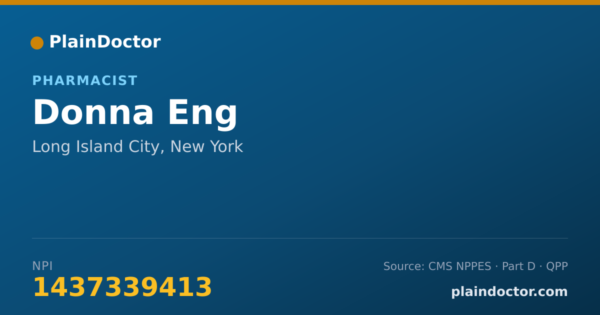 Shareable card for Donna Eng - Pharmacist, Long Island City, NY