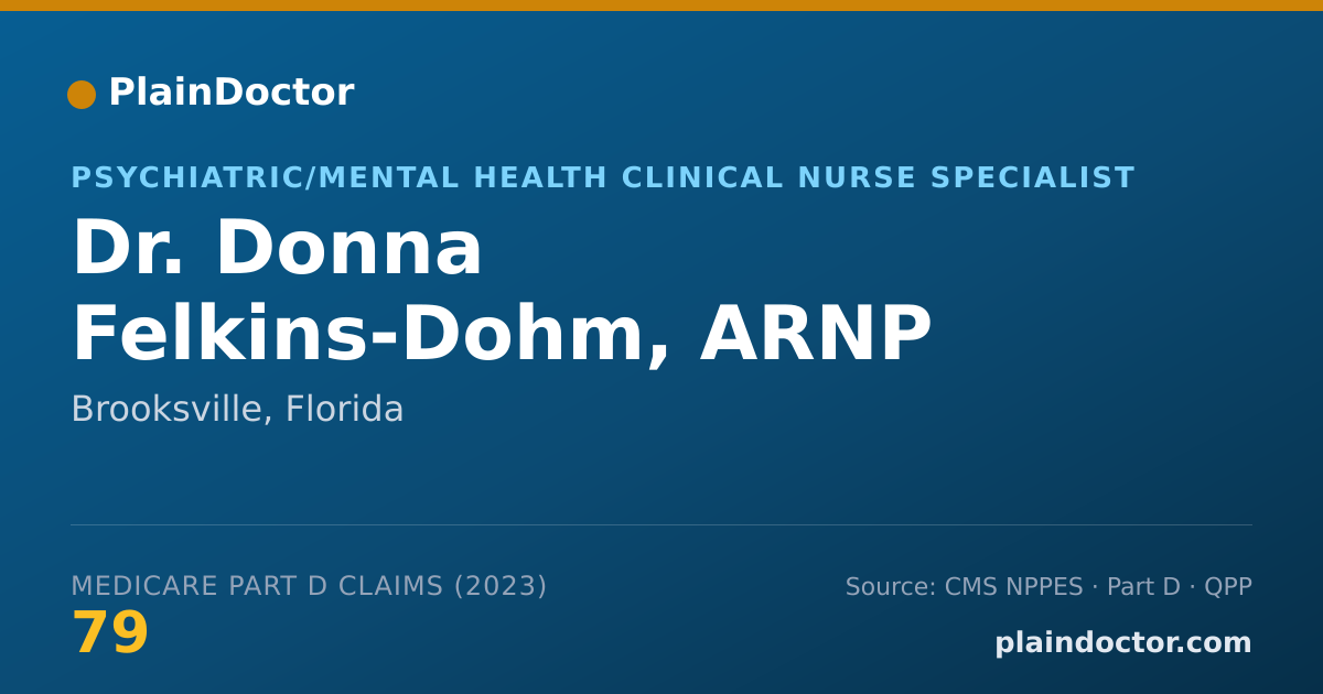 Shareable card for Donna Felkins-Dohm, ARNP - Psychiatric/Mental Health Clinical Nurse Specialist, Brooksville, FL