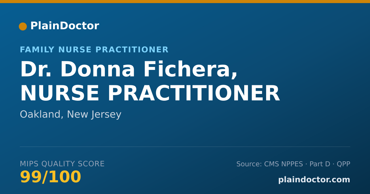 Shareable card for Donna Fichera, NURSE PRACTITIONER - Family Nurse Practitioner, Oakland, NJ