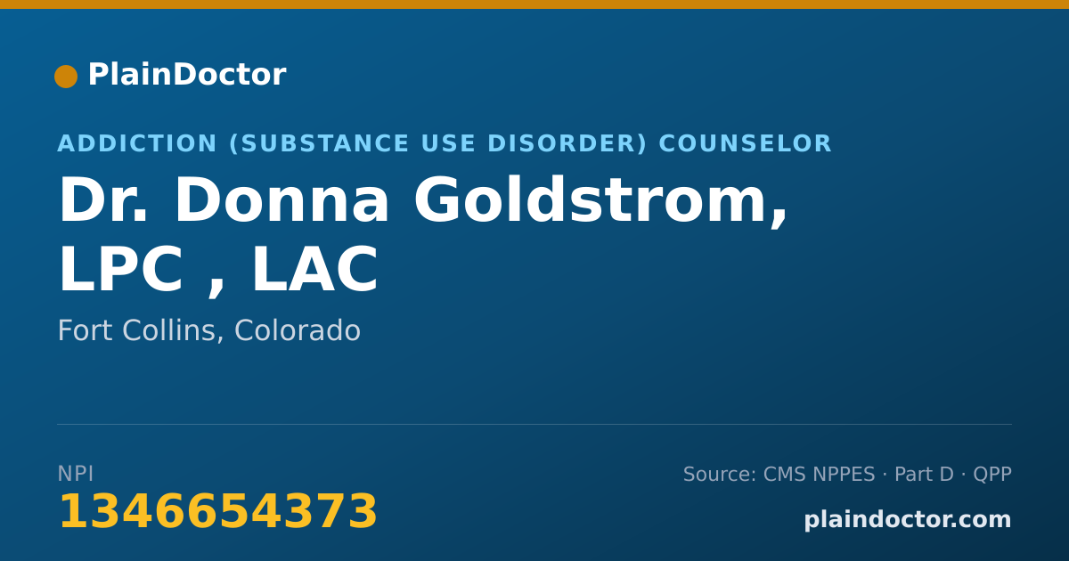 Shareable card for Donna Goldstrom, LPC , LAC - Addiction (Substance Use Disorder) Counselor, Fort Collins, CO