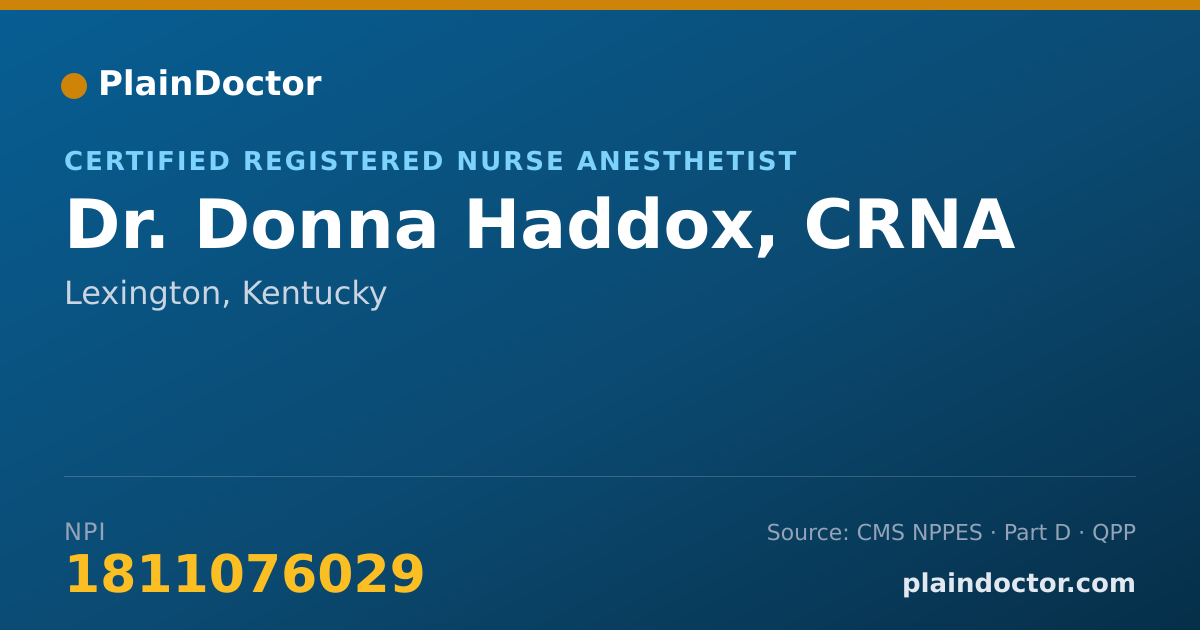 Shareable card for Donna Haddox, CRNA - Certified Registered Nurse Anesthetist, Lexington, KY