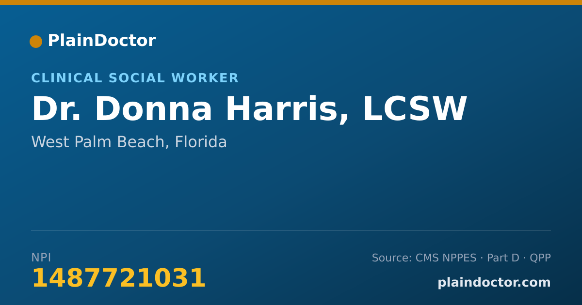 Shareable card for Donna Harris, LCSW - Clinical Social Worker, West Palm Beach, FL