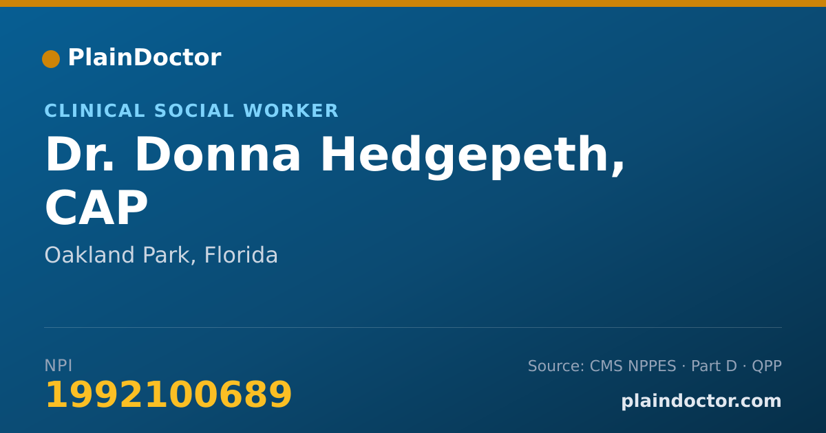 Shareable card for Donna Hedgepeth, CAP - Clinical Social Worker, Oakland Park, FL